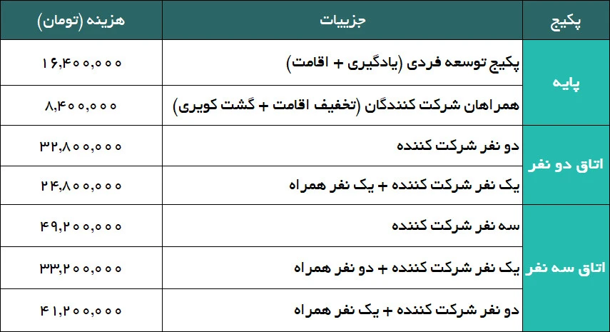 پکیج قیمت بوت کمپ توسعه فردی